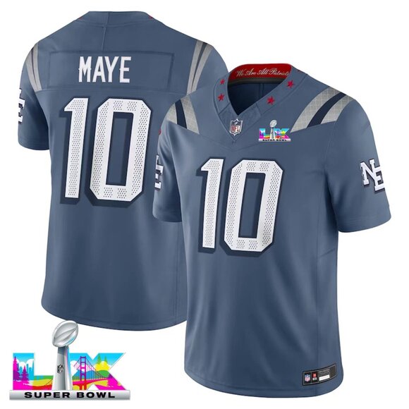 Mens or Youths Choose Drake Maye Super Bowl LX Stitched Jersey Blue Vapor